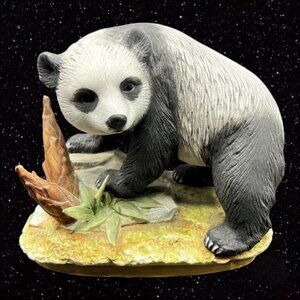 Vintage Lefton Panda Bear Porcelain Bisque Figurine Ceramic 5”T 5”W